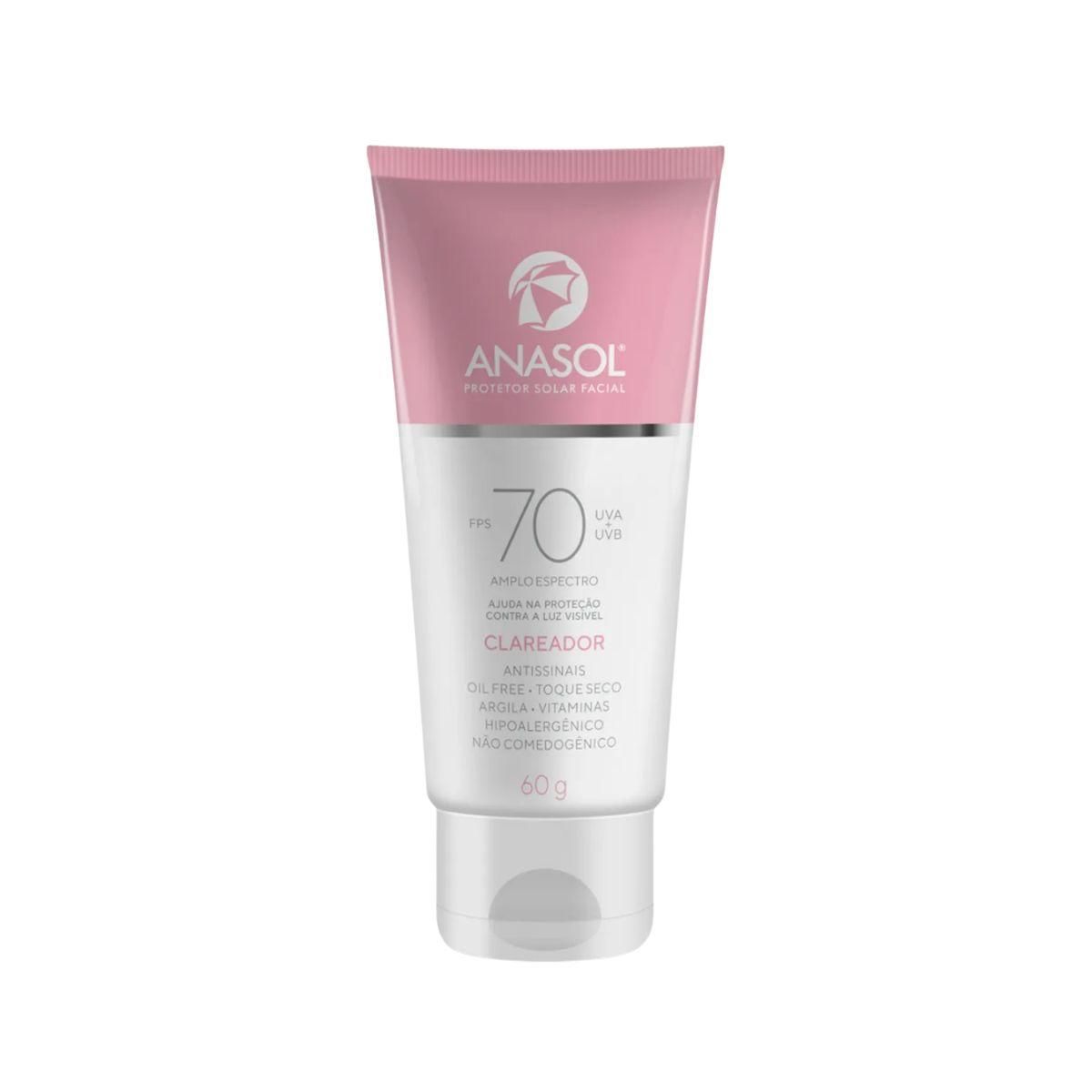 PROTETOR SOLAR FACIAL FPS 70 CLAREADOR ANASOL 60G