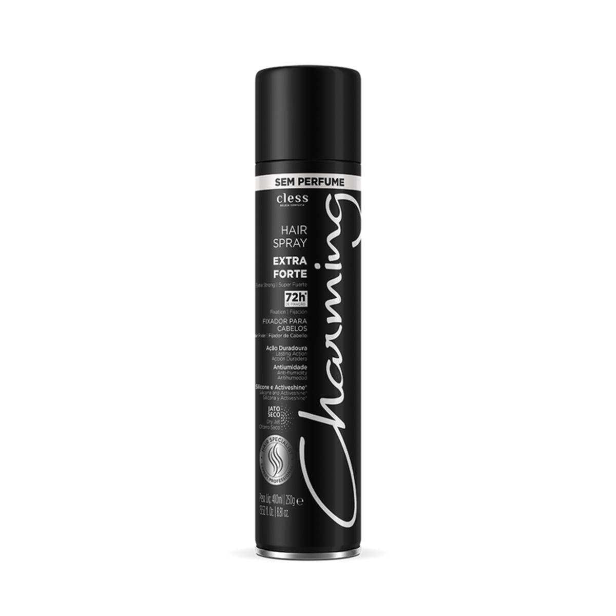 HAIR SPRAY FIXADOR CHARMING EXTRA FORTE SEM PERFUME CLESS 400ML