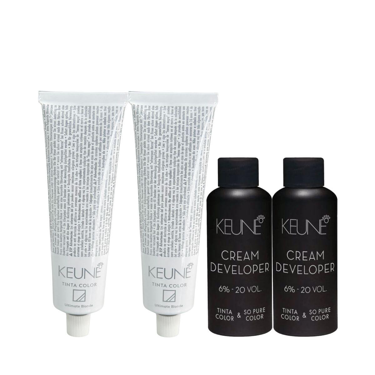 KIT 2 TINTAS KEUNE COLOR 1012 60ML + 2 OX CREAM DEV 20 VOL 6% 60ML