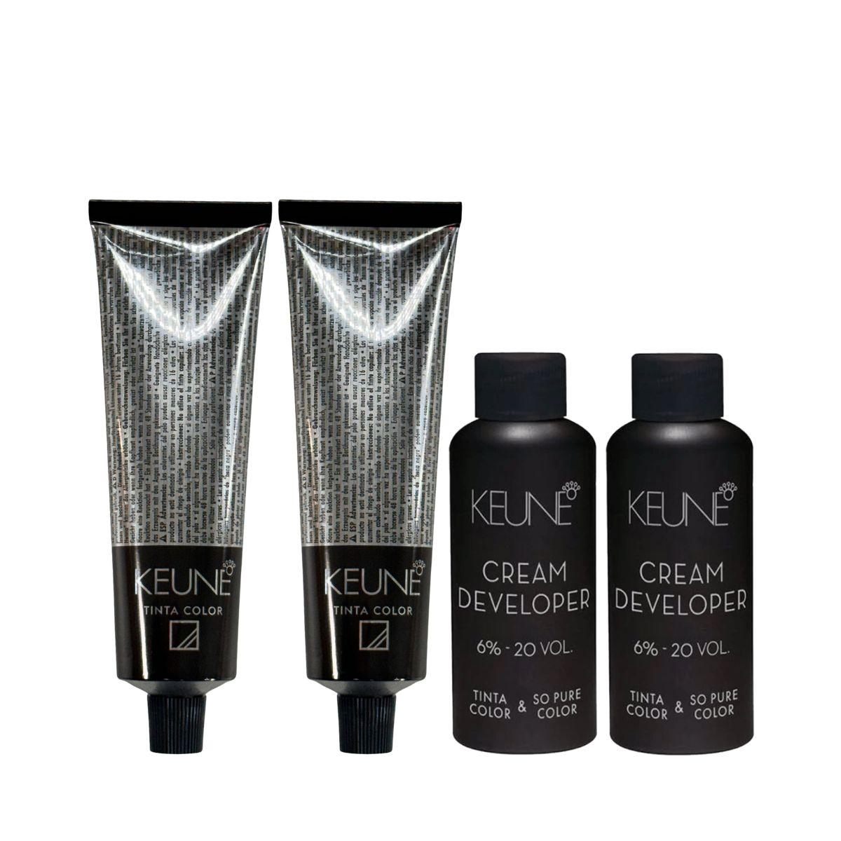 KIT 2 TINTAS KEUNE COLOR 5 60ML + 2 OX CREAM DEV 20 VOL 6% 60ML