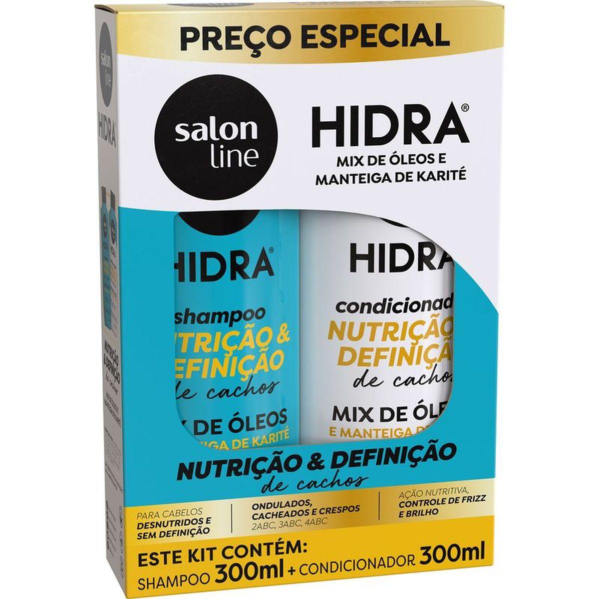 KIT SHAMPOO+CONDICIONADOR HIDRA MIX DE OLEOS E MANTEIGA DE KARITE SALON LINE 300
