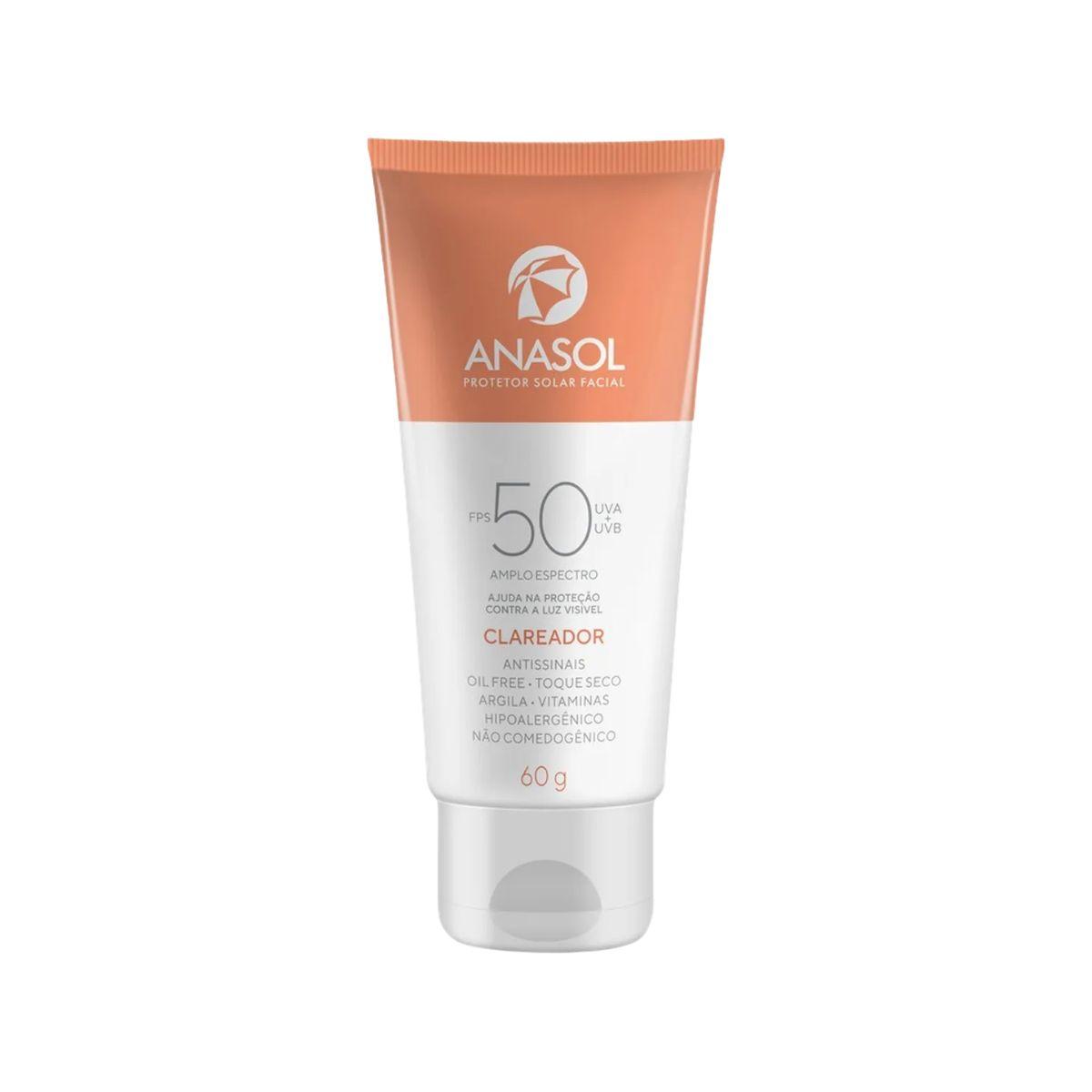 PROTETOR SOLAR FACIAL FPS 50 CLAREADOR ANASOL 60G
