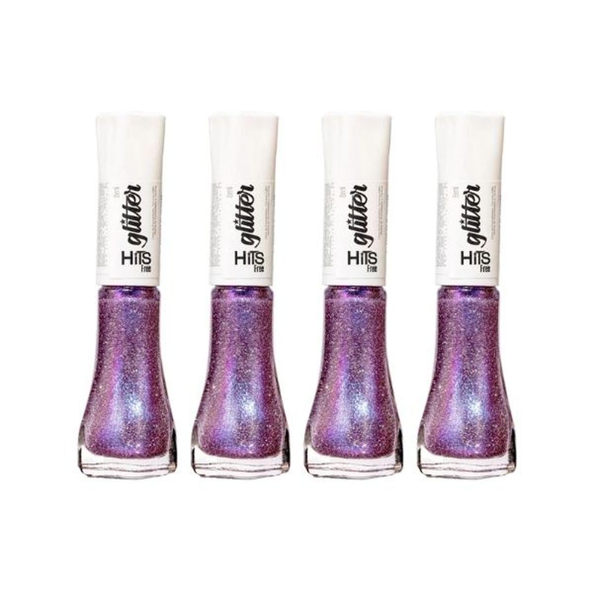 KIT 4 ESMALTE GLITTER DIAMANTE VIOLETA HITS