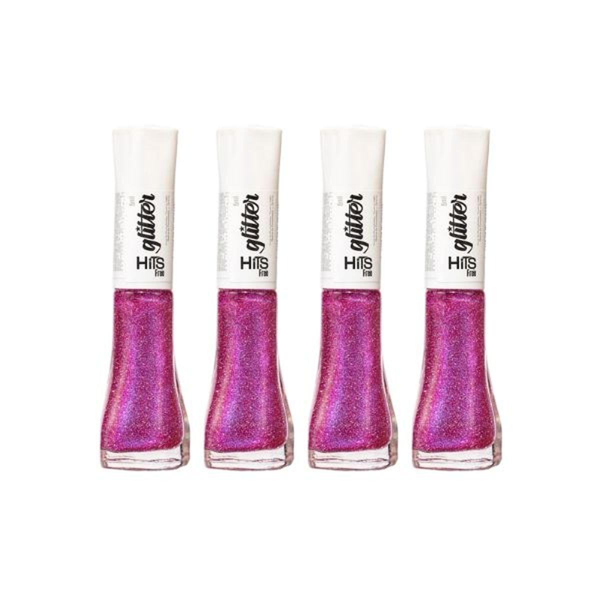 KITS 4 ESMALTES GLITTER DIAMANTE FORTUNA HITS