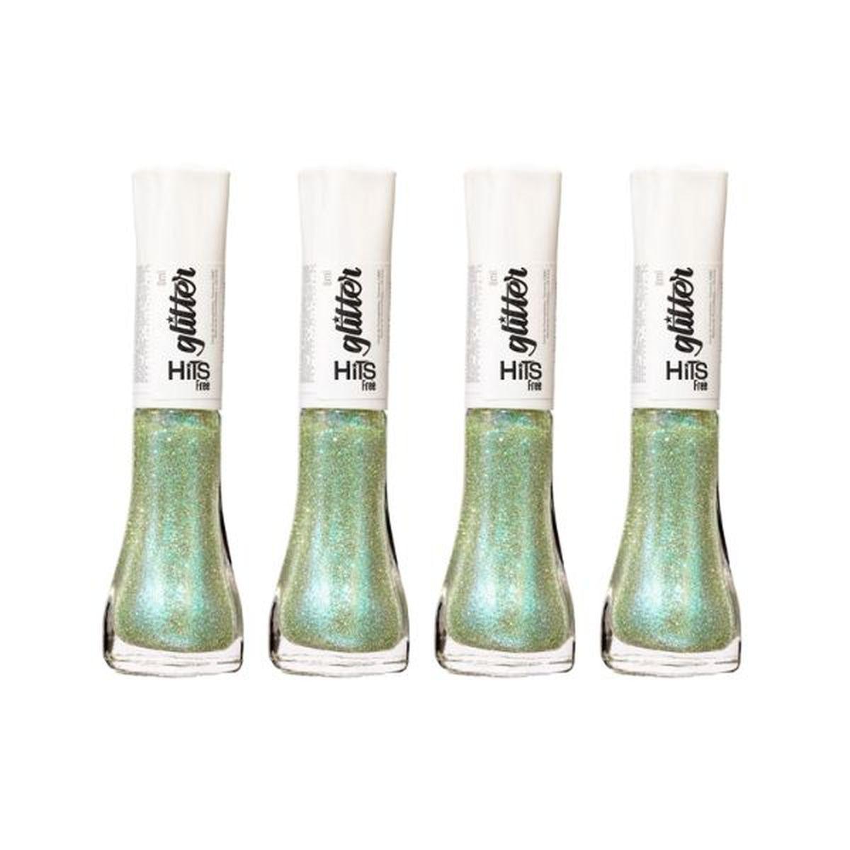 KIT 4 ESMALTE GLITTER DIAMANTE FANTASIA HITS