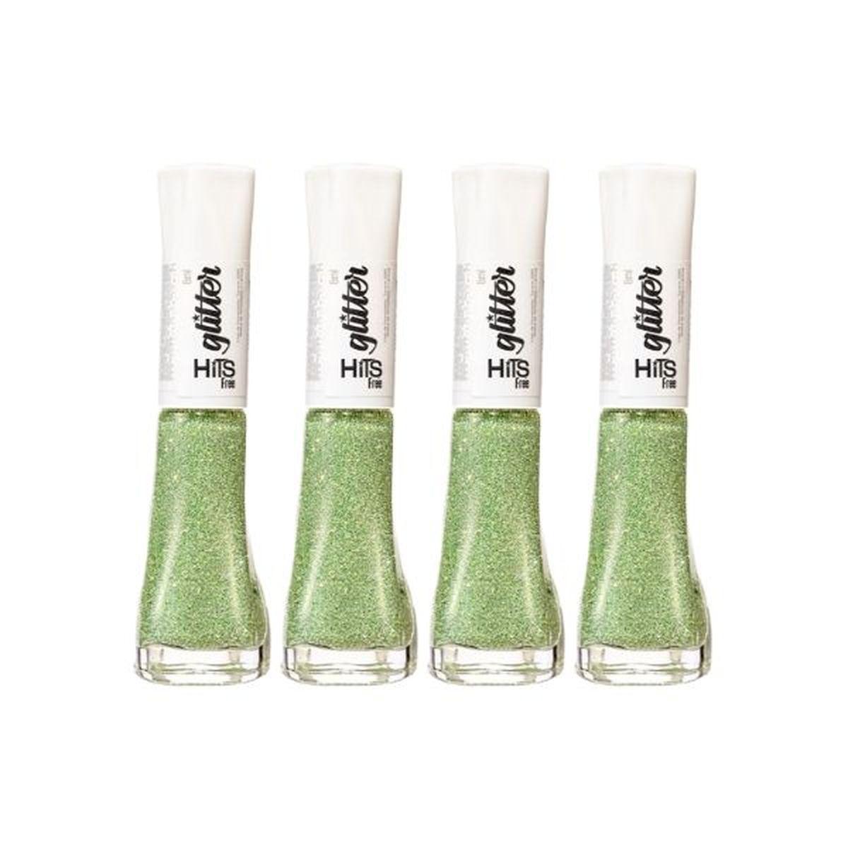 KIT 4 ESMALTES GLITTER DIAMANTE VERDE AURORA HITS