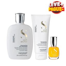 KIT ALFAPARF SHAMPOO + CONDICIONADOR DIAMOND + ÓLEO DI LINO SUBLIME CRISTALLI
