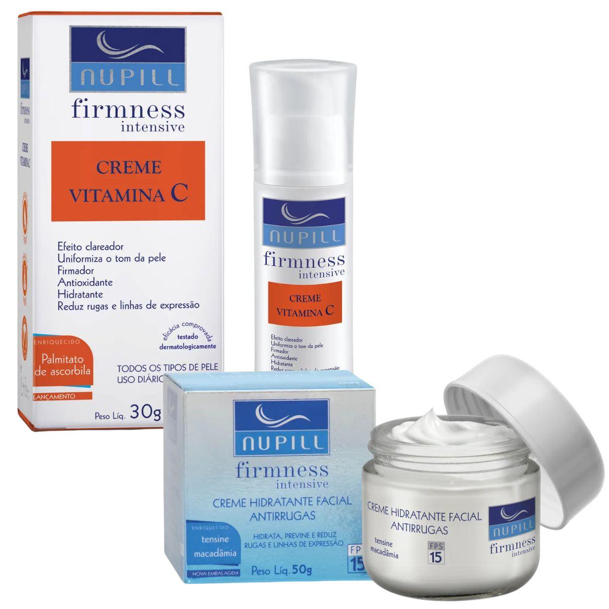 KIT NUPILL CREME FACIAL CLAREADOR VITAMINA C INTENSIVE 30G + CREME FACIAL ANTIRR