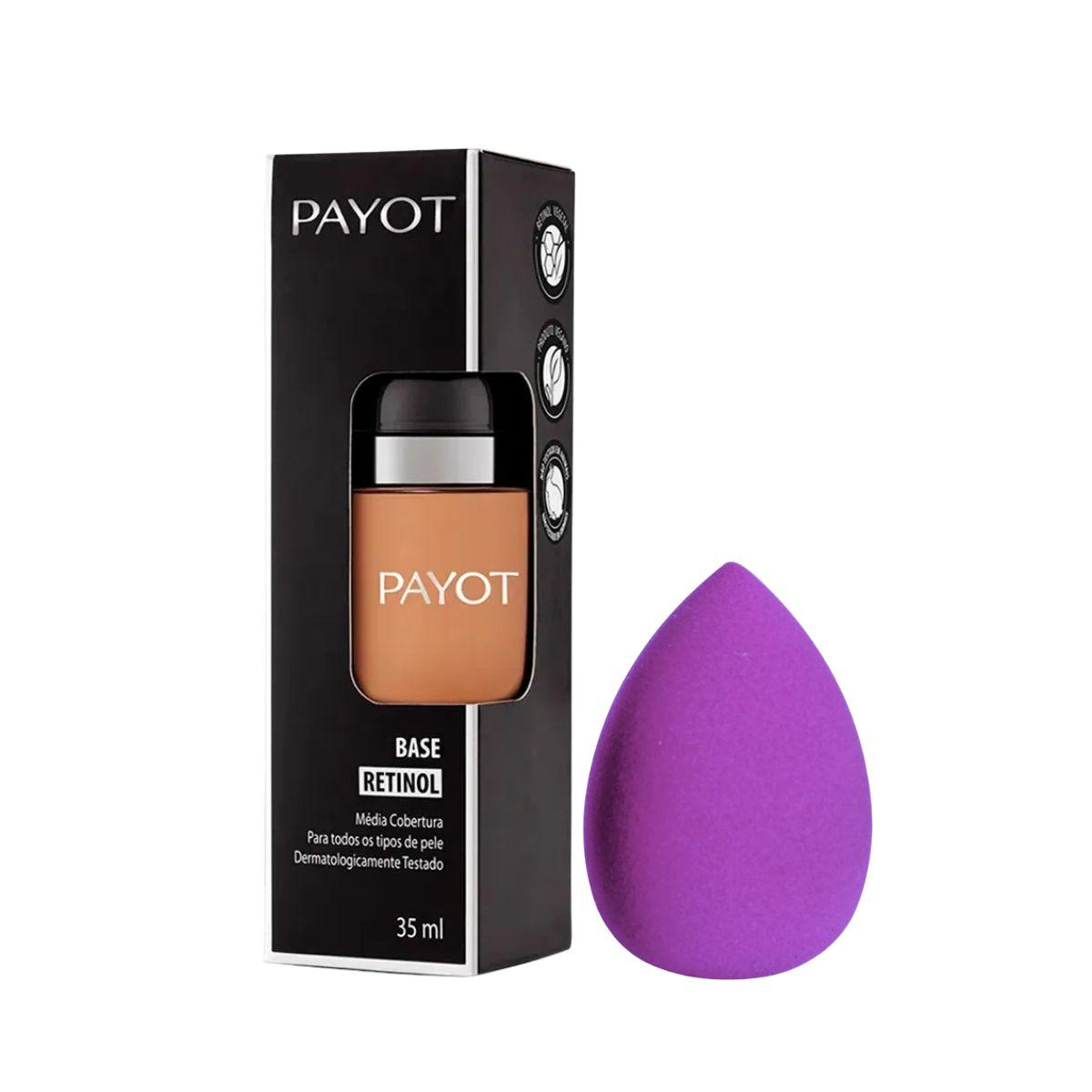 KIT PAYOT BASE FACIAL RETINOL COR 60 35ML + ESPONJA PARA MAQUIAGEM