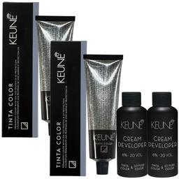 KIT KEUNE 2 COLORAÇÕES 0/11 AZUL CINZA 60ML + 2 ÁGUA OXIGENADA DEVELOPER 6% DE 2