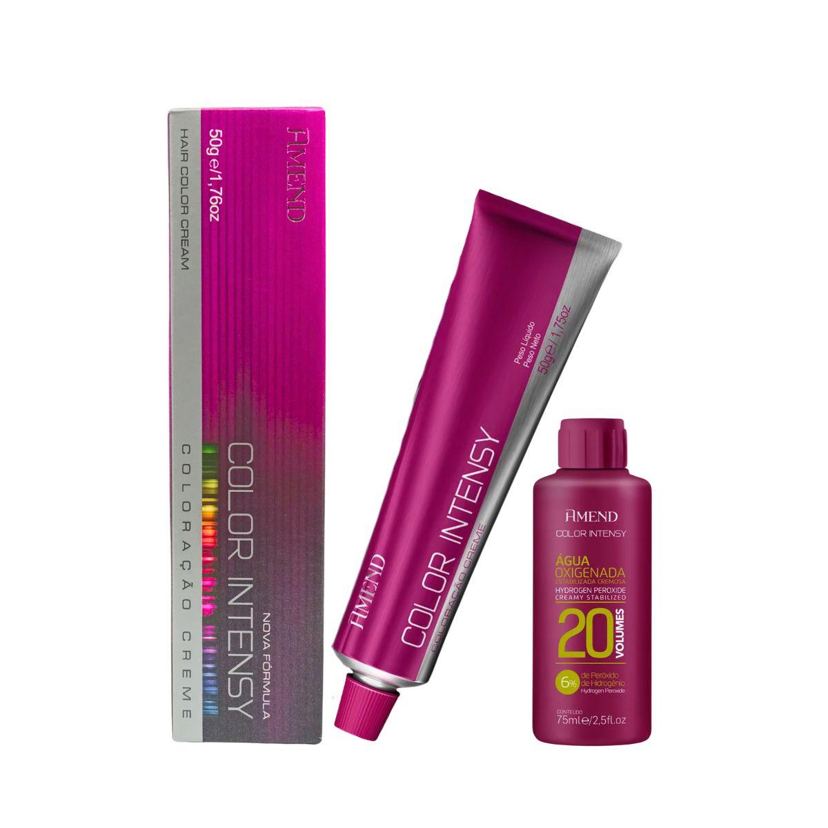 KIT AMEND COLORAÇÃO 0.1 CINZA INTENSIFICADOR COLOR INTENSY 50G + ÁGUA OXIGENADA 