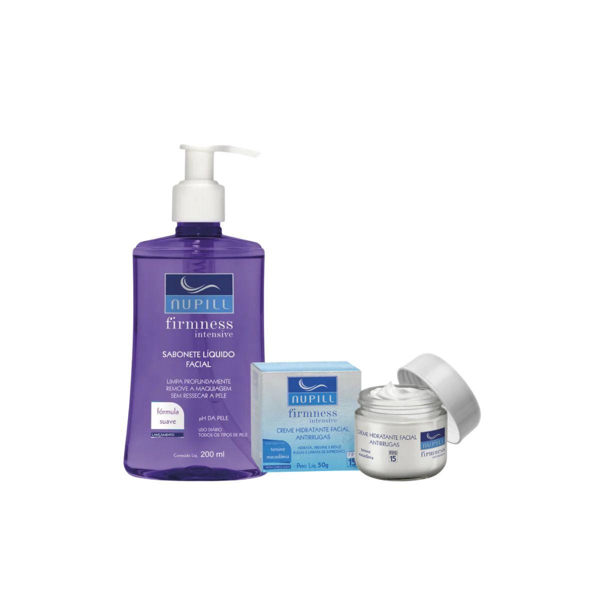 KIT NUPILL SABONETE LÍQUIDO FACIAL FIRMNESS 200ML + CREME FACIAL ANTIRRUGAS FPS 