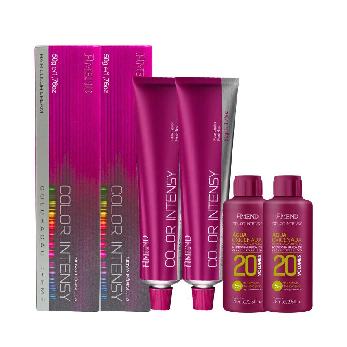 KIT AMEND 2 COLORAÇÕES 6.7 LOURO ESCURO MARROM CHOCOLATE COLOR INTENSY 50G + 2 Á