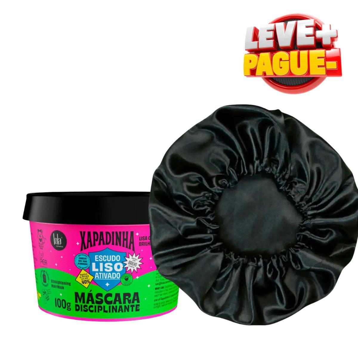 KIT LOLA MÁSCARA XAPADINHA DISCIPLINANTE 100G + TOUCA DE CETIM ANTO FRIZZ