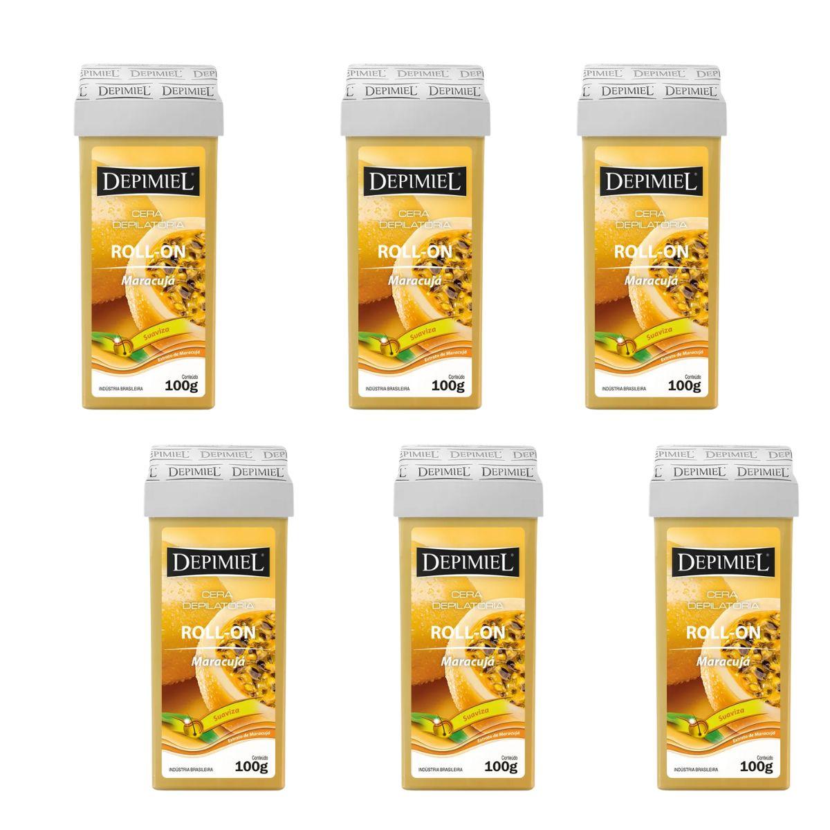 KIT DEPIMIEL 6 CERAS ROLL-ON DE MARACUJÁ 100G