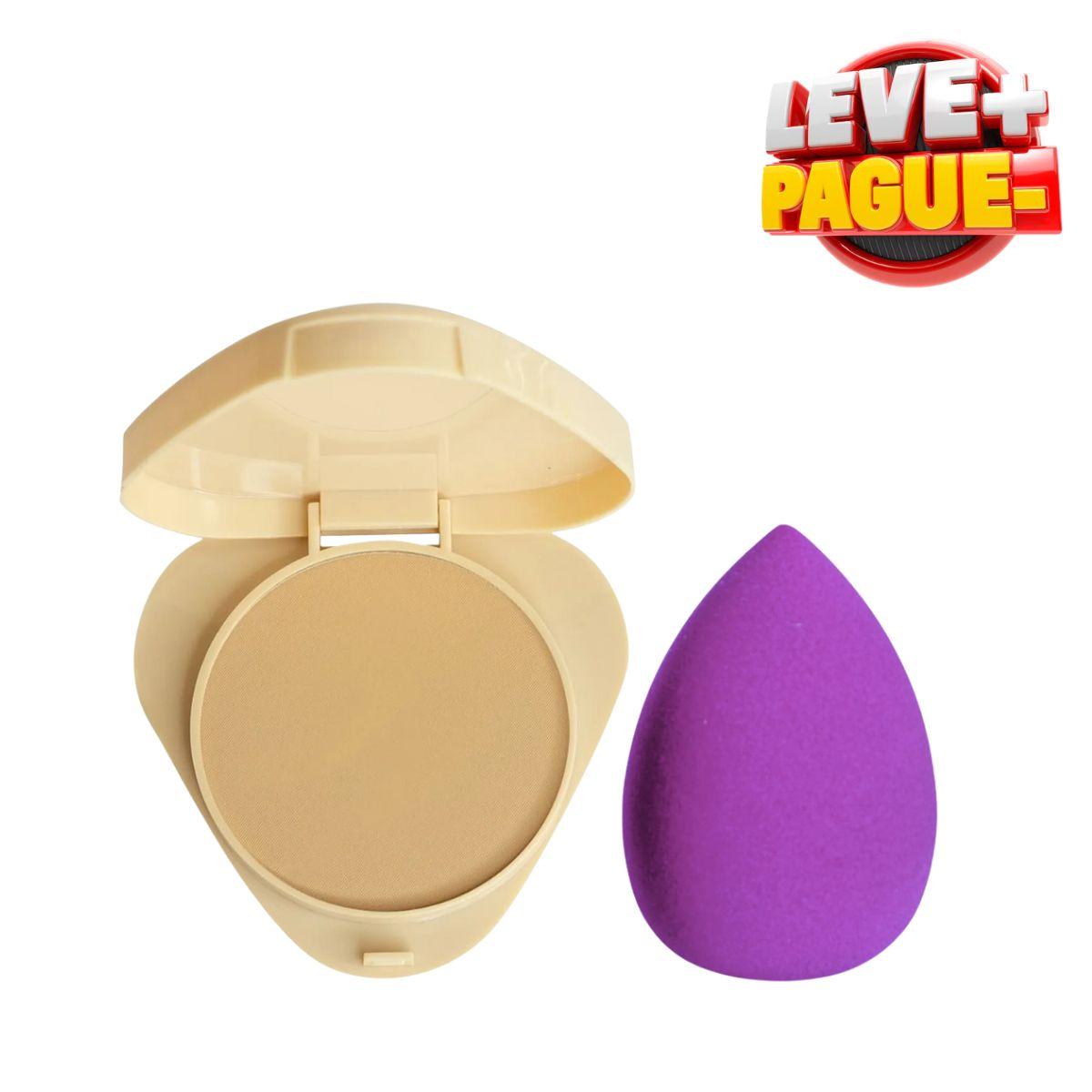 KIT RUBY ROSE PÓ COMPACTO GLASS GPL20 + ESPONJA PARA MAQUIAGEM