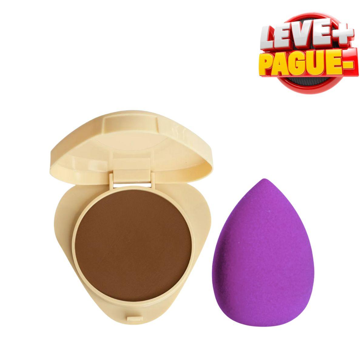KIT RUBY ROSE PÓ COMPACTO GLASS GPD20 + ESPONJA PARA MAQUIAGEM
