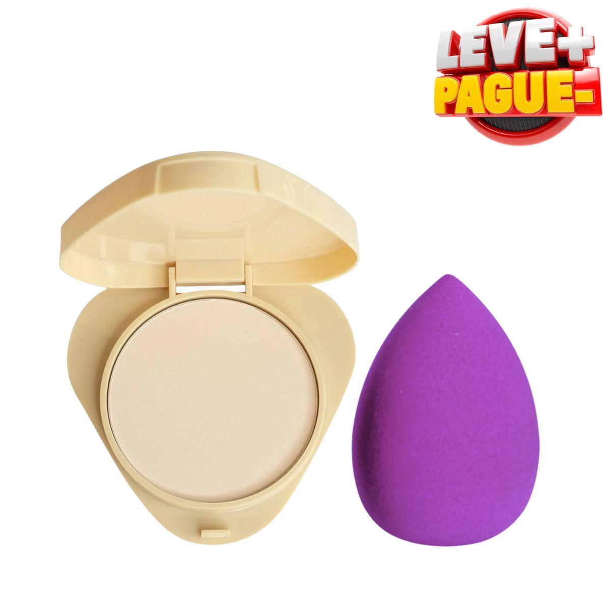 KIT RUBY ROSE PÓ COMPACTO GLASS  GPF10 + ESPONJA PARA MAQUIAGEM