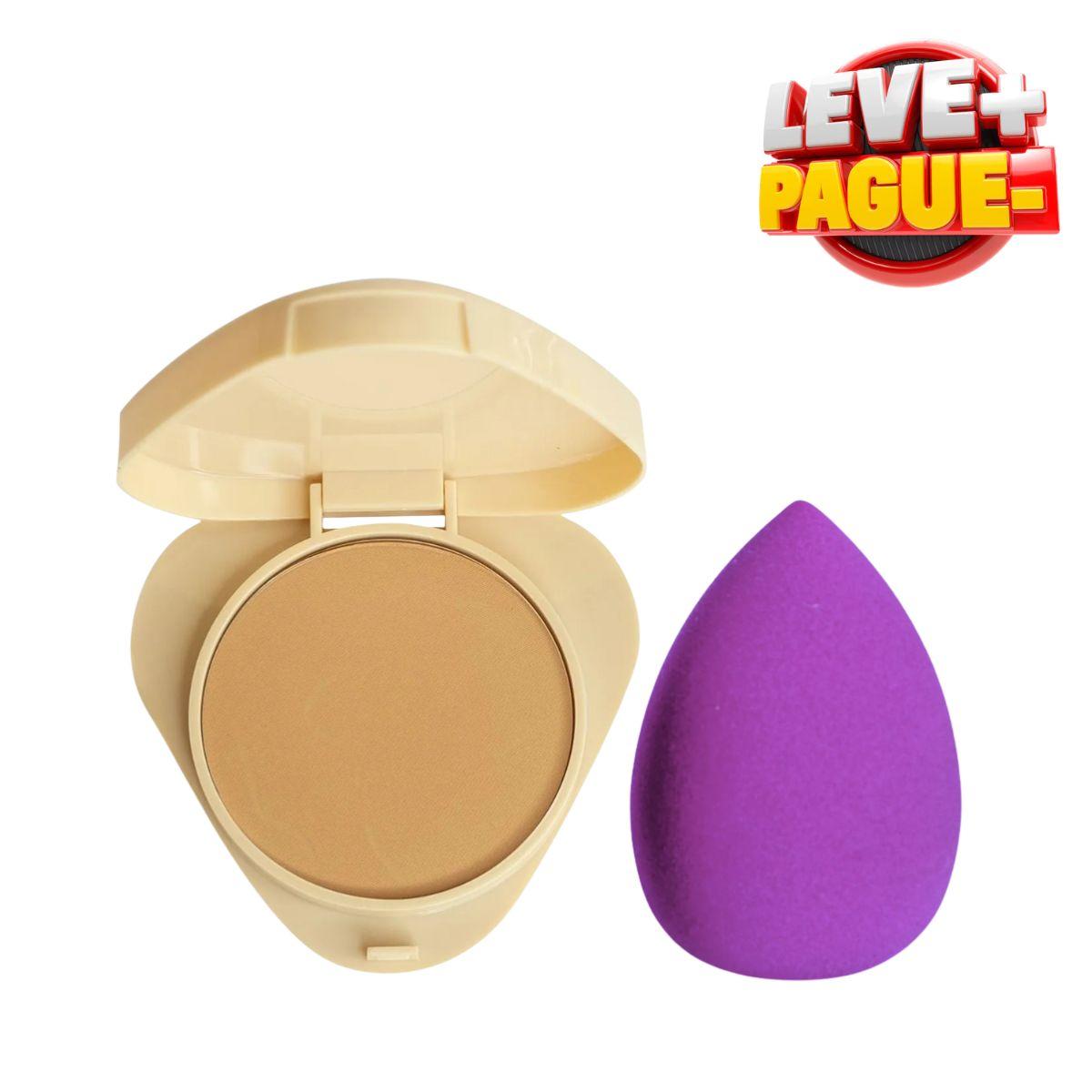 KIT RUBY ROSE PÓ COMPACTO GLASS GPM30 + ESPONJA PARA MAQUIAGEM