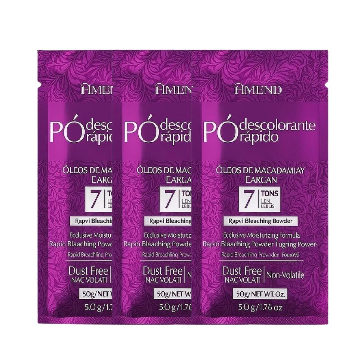KIT AMEND 3 PÓS DESCOLORANTES RÁPIDOS COM ÓLEO DE MACADÂMIA E ARGAN 50G