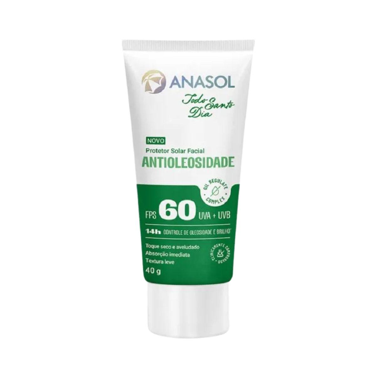 PROTETOR SOLAR FACIAL ANTIOLEOSIDADE TSD FPS 60 40G ANASOL