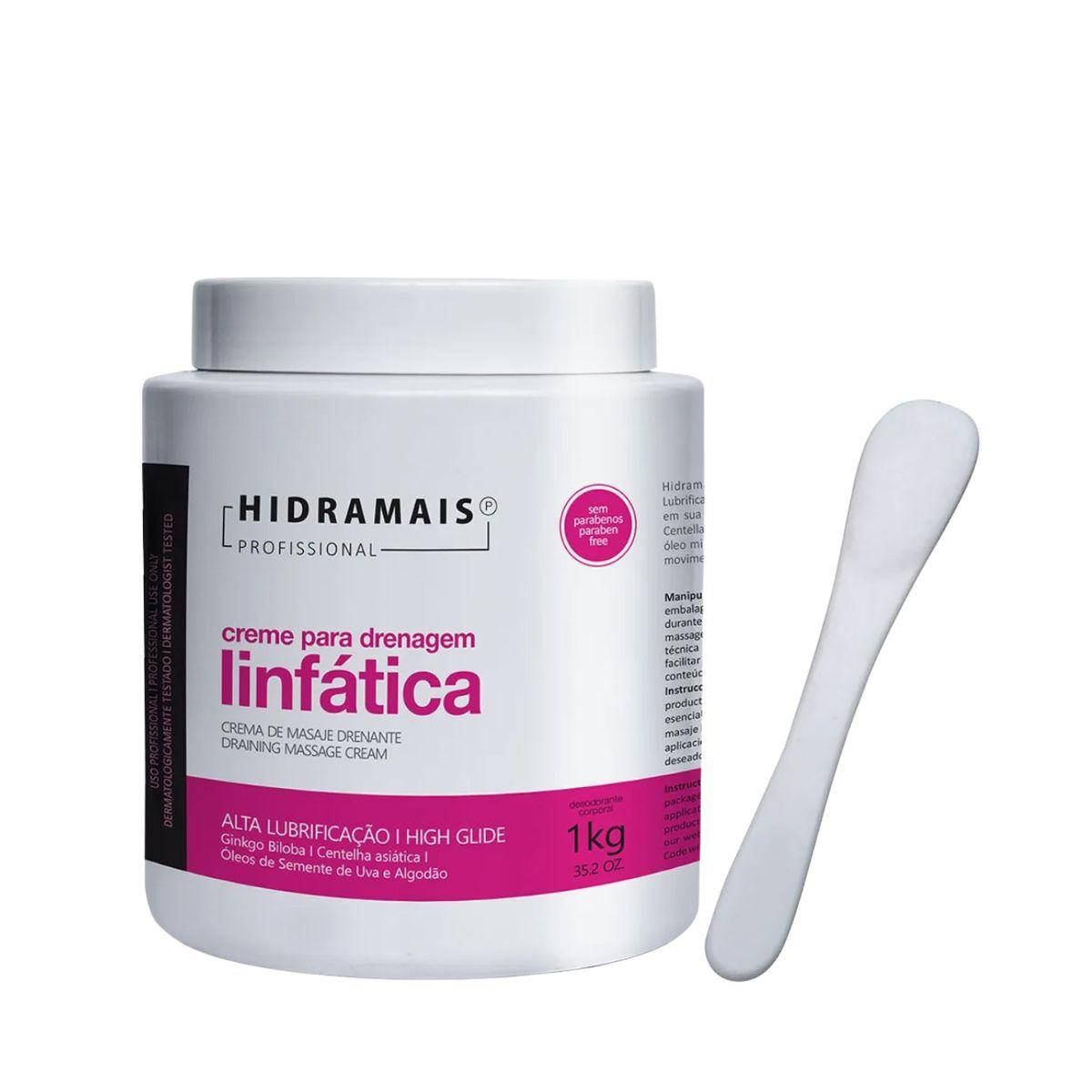 KIT HIDRAMAIS CREME PARA DRENAGEM LINFÁTICA ALTA LUBRIFICAÇÃO PROFISSIONAL 1KG +