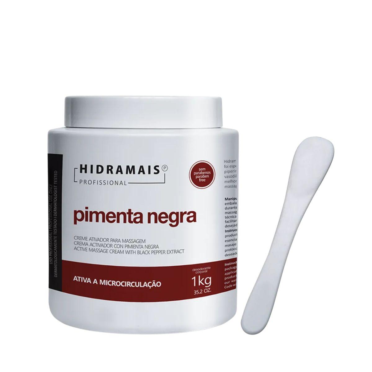KIT HIDRAMAIS CREME ATIVADOR PARA MASSAGEM PIMENTA NEGRA PROFISSIONAL 1 KG + ESP