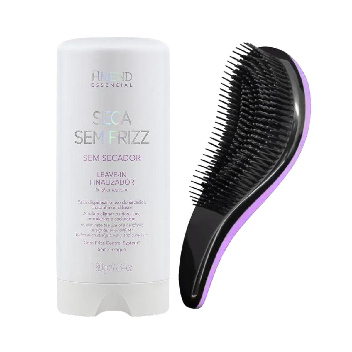 KIT AMEND LEAVE-IN FINALIZADOR ESSENCIAL SECA SEM FRIZZ 180ML + ESCOVA MÁGICA AN