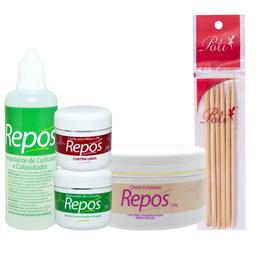KIT RÉPOS AMACIANTE LÍQUIDO DE CUTÍCULAS E CALOSIDADES 120ML + CREME REMOVEDOR C