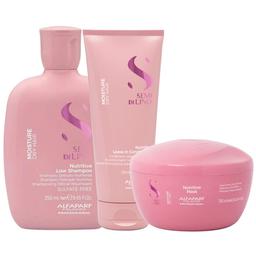 KIT ALFAPARF SEMI DI LINO NUTRITIVE MOISTURE DRY HAIR SHAMPOOO 250ML + MÁSCARA 2