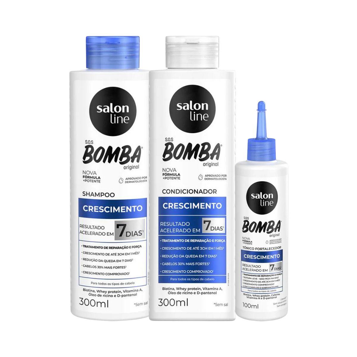 KIT SALON LINE S.O.S BOMBA ORIGINAL SHAMPOO 300ML + CONDICIONADOR 300ML + TÔNICO