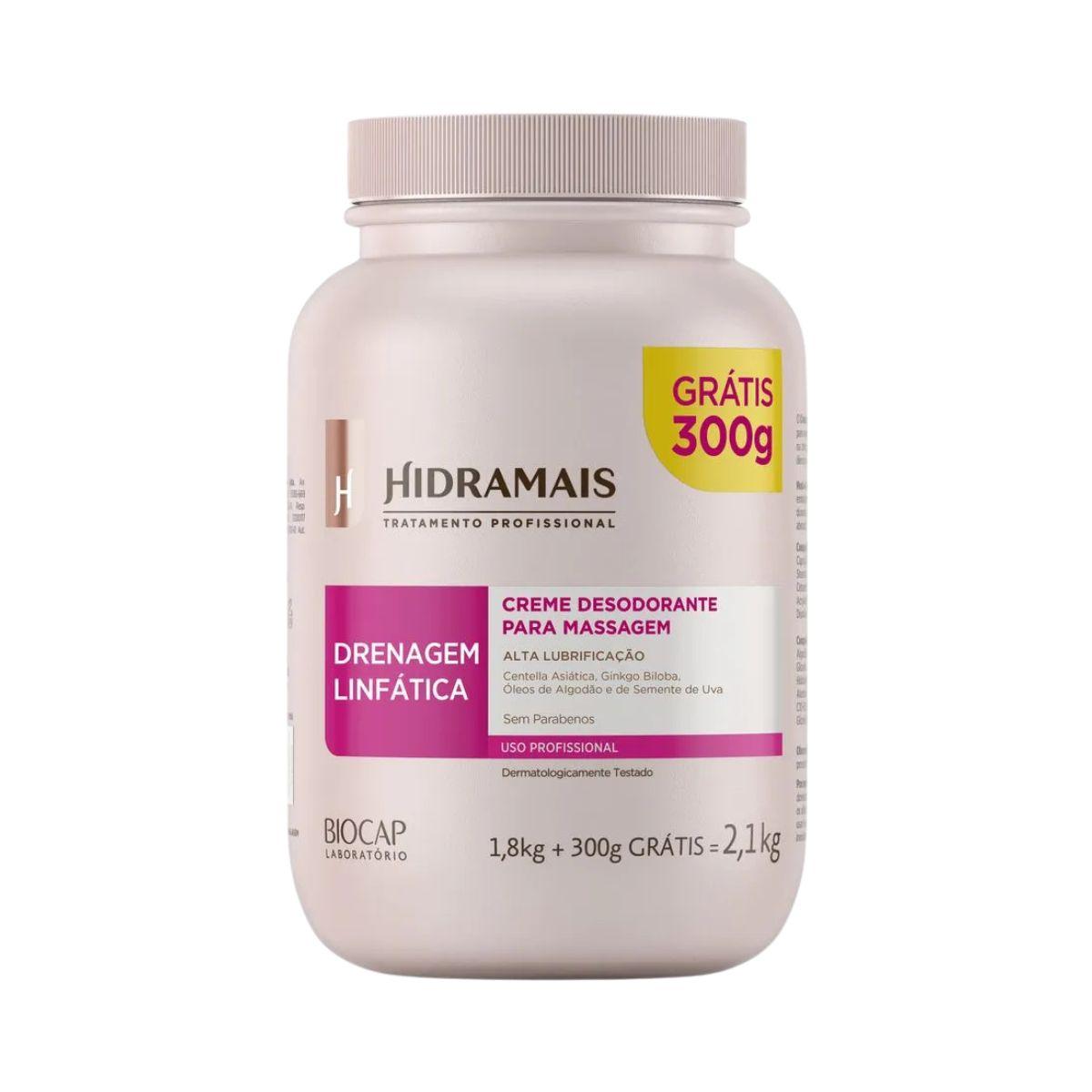 CREME PARA MASSAGEM DRENAGEM HIDRAMAIS PROFISSONAL 1,8KG + 300G