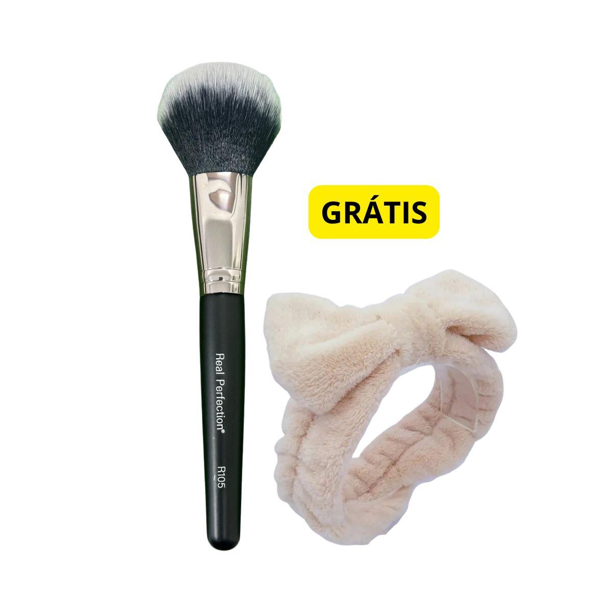 KIT REAL PERFECTION  PINCEL PARA PÓ R105 + GRÁTIS FAIXA ATOALHADA PARA MAQUIAGEM
