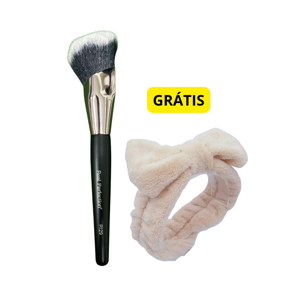 KIT REAL PERFECTION PINCEL PARA BASE E CONTORNO R129 + GRÁTIS FAIXA ATOALHADA PA