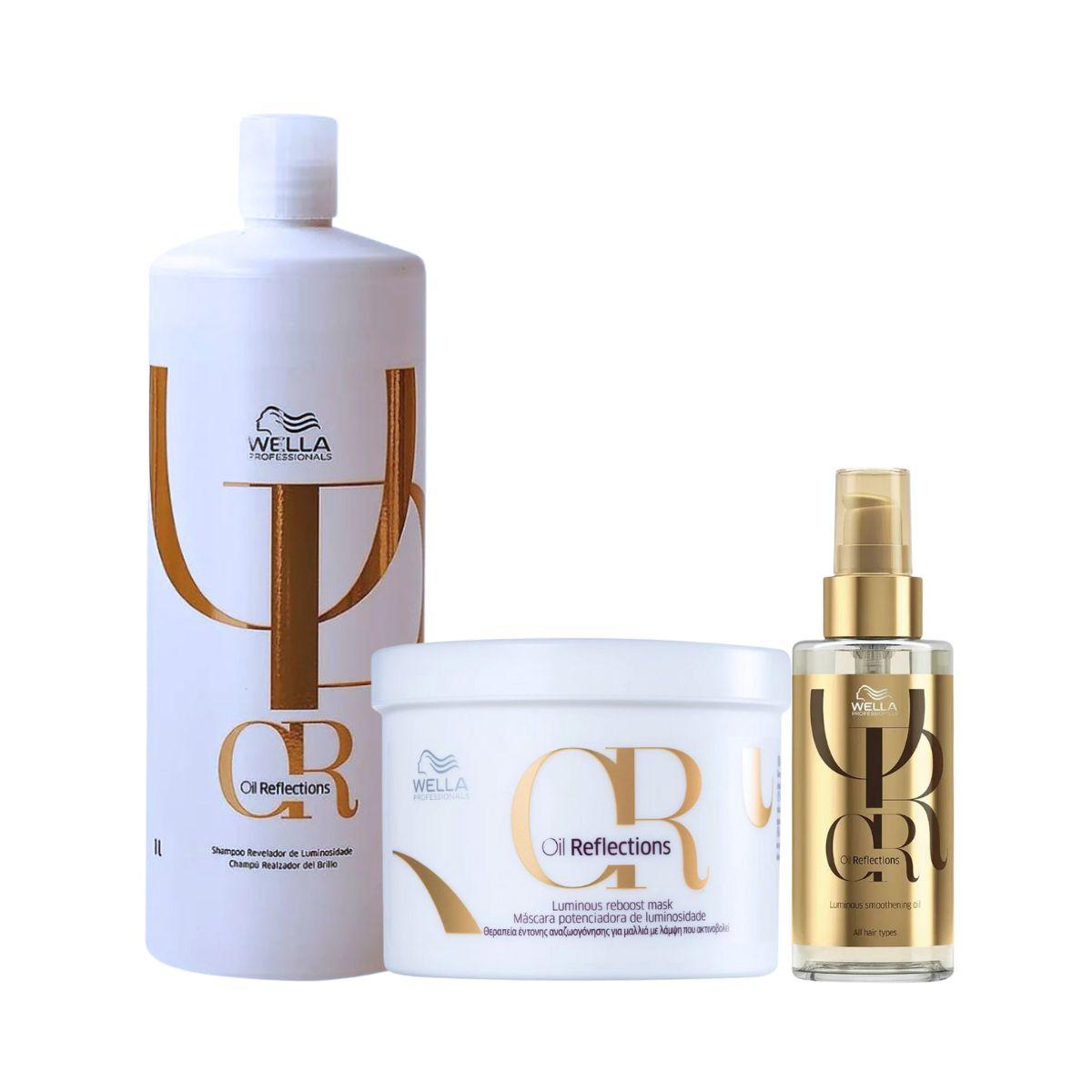 KIT WELLA SHAMPOO 1L + MÁSCARA 500ML + ÓLEO CAPILAR OIL REFLECTIONS 100ML