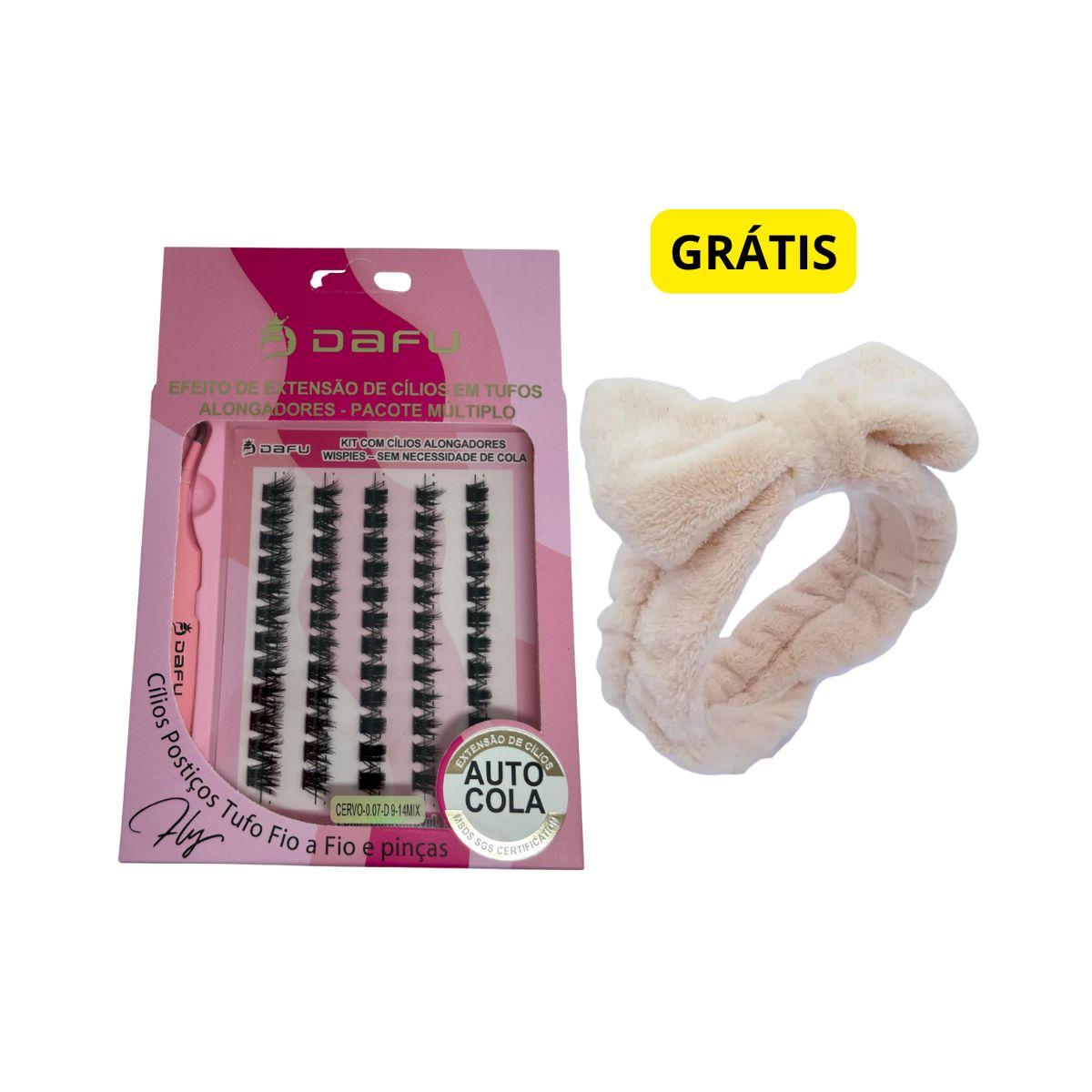 KIT DAFU EXTENSÃO DE CÍLIOS CERVO 0.07-D9 + GRÁTIS FAIXA ATOALHADA PARA MAQUIAGE