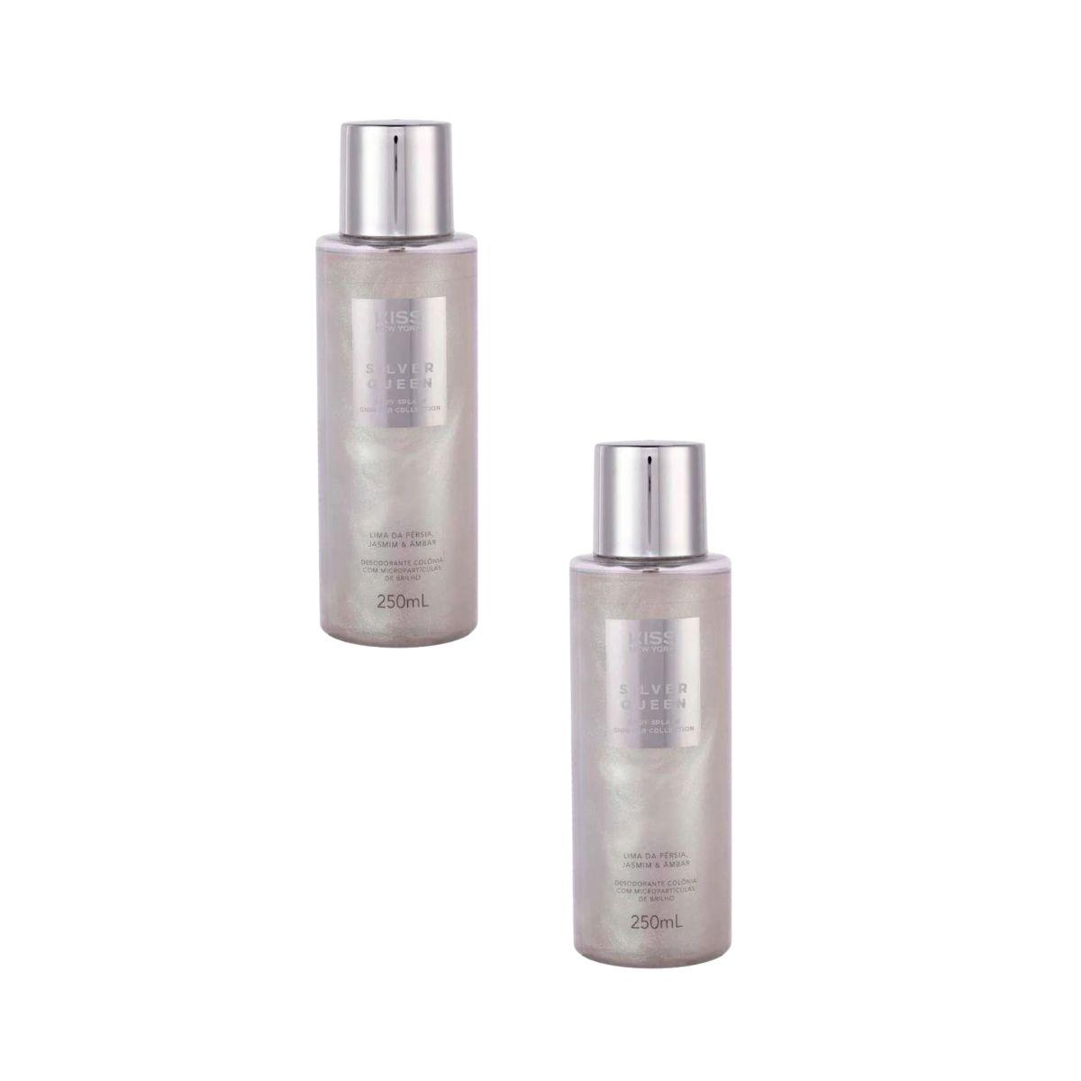 KIT KISS NEW YORK  2 BODYS SPLASH SHIMMER SILVER QUEEN 250ML