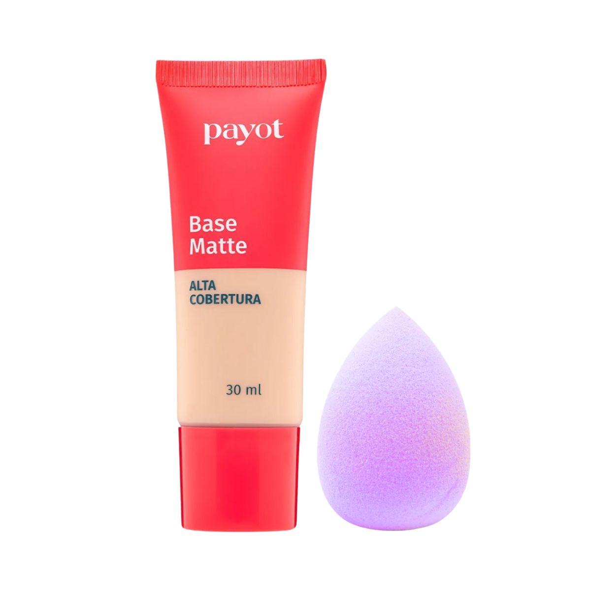 KIT PAYOT BASE MATTE COR 01 + ESPONJA PARA MAQUIAGEM