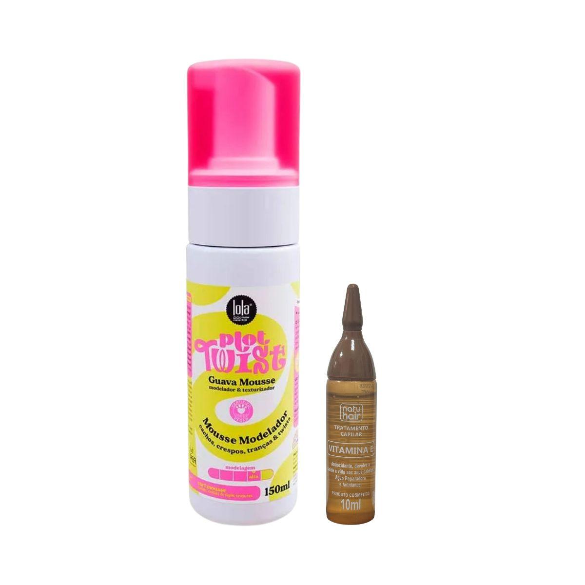 KIT LOLA MOUSSE PLOT TWIST GUAVA 150ML + AMPOLA TRATAMENTO CAPILAR VITAMINA E NA