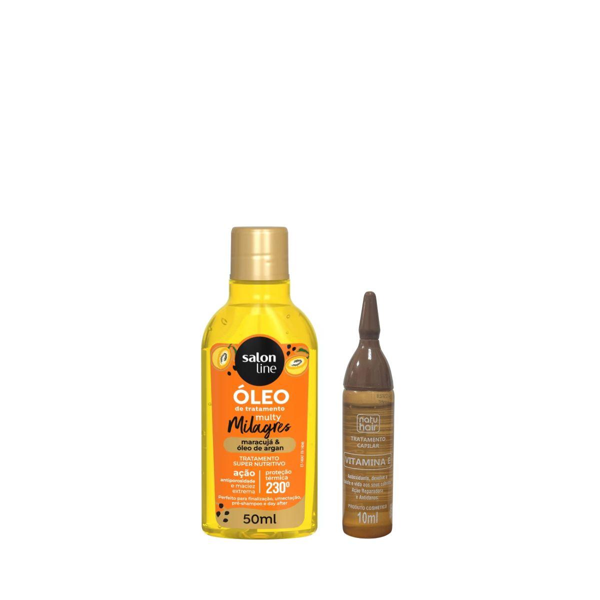 KIT SALON LINE CACHOS DOS SONHOS ÓLEO DE MARACUJÁ 50ML + AMPOLA TRATAMENTO VITAM