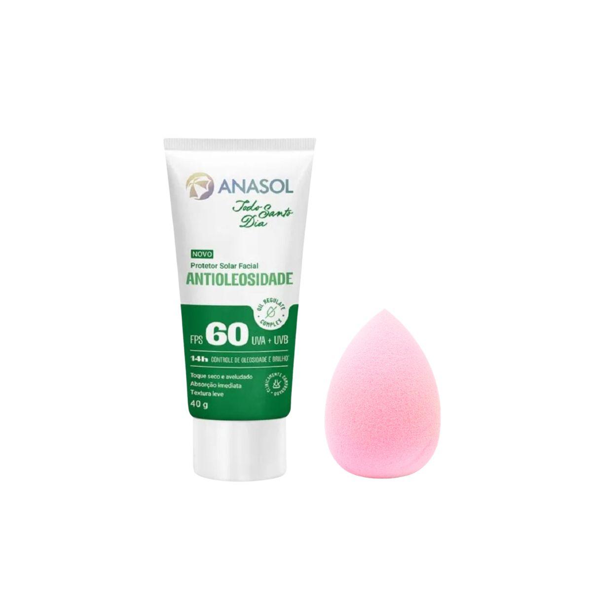 PROTETOR SOLAR ANTIOLEOSIDADE FACIAL TSD FPS60 40G ANASOL COM ESPONJA