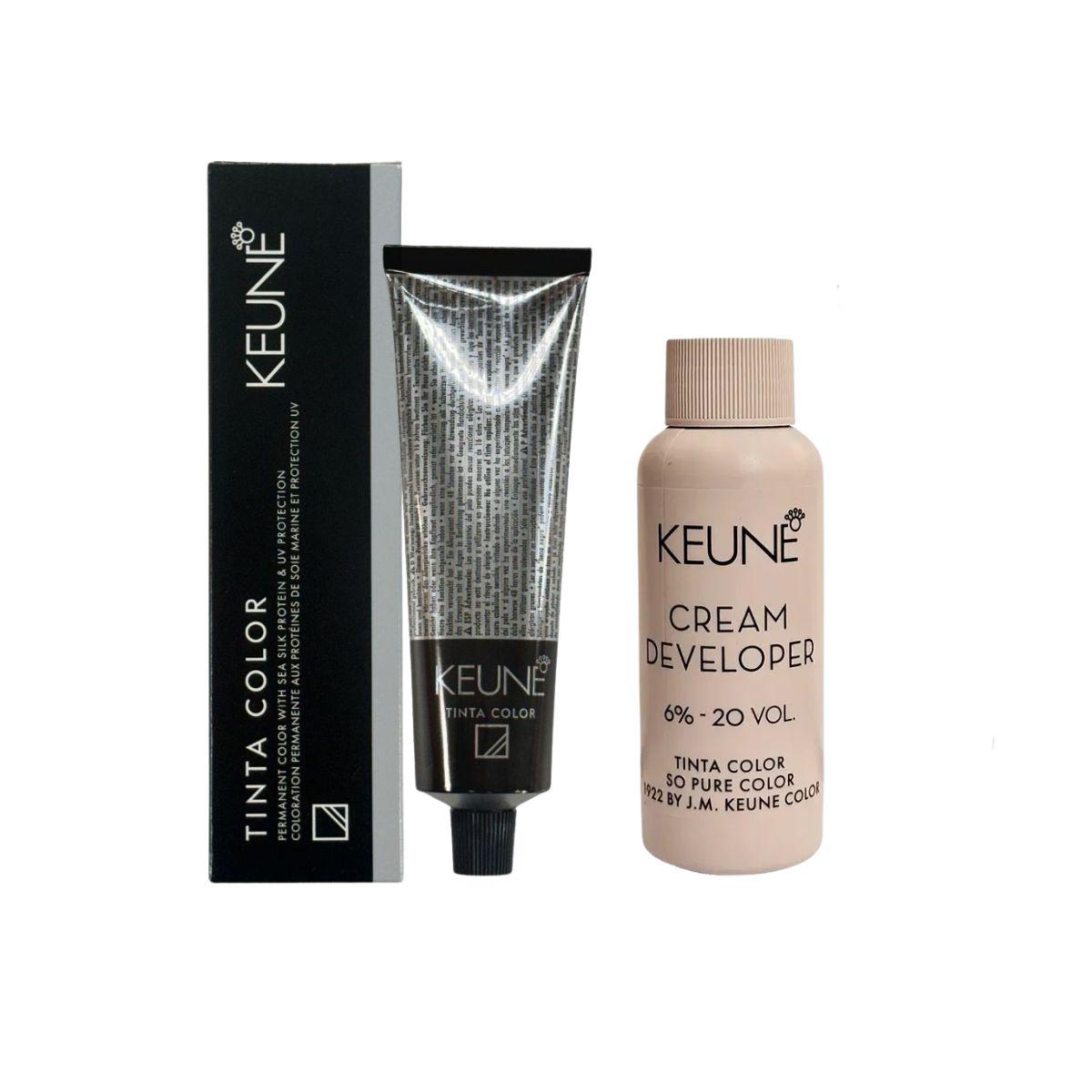 KIT 1 COLORAÇÃO TINTA COLOR 5 CASTANHO CLARO KEUNE 60ML + OX TINTA DEVELOPER 6% 