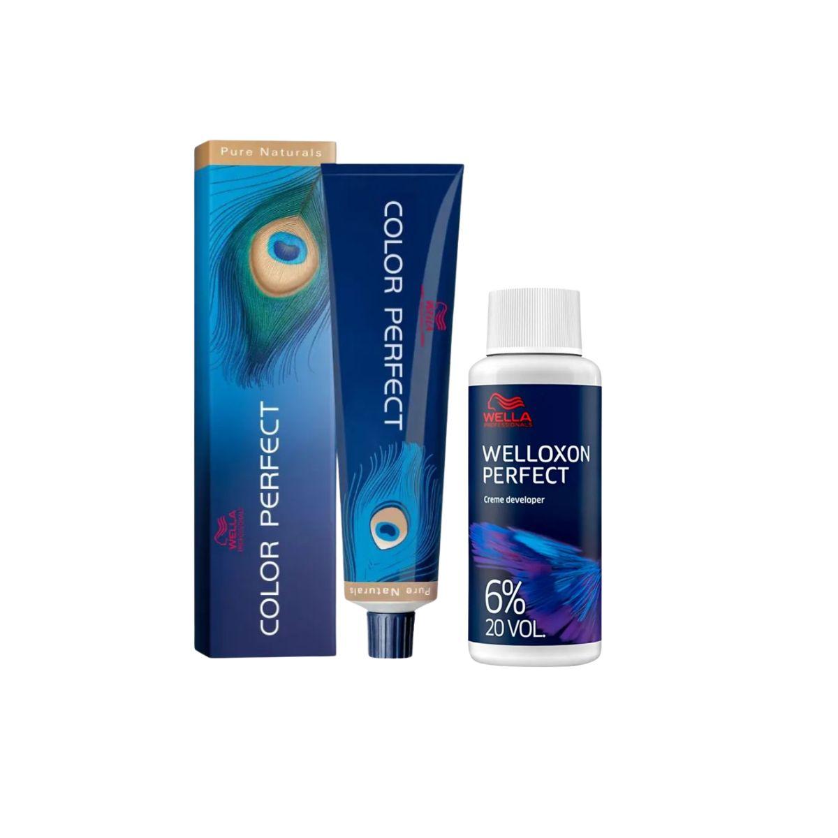 KIT COLOR PERFECT 2.0 PRETO WELLA 60G + OX WELLOXON 20VOL 60ML