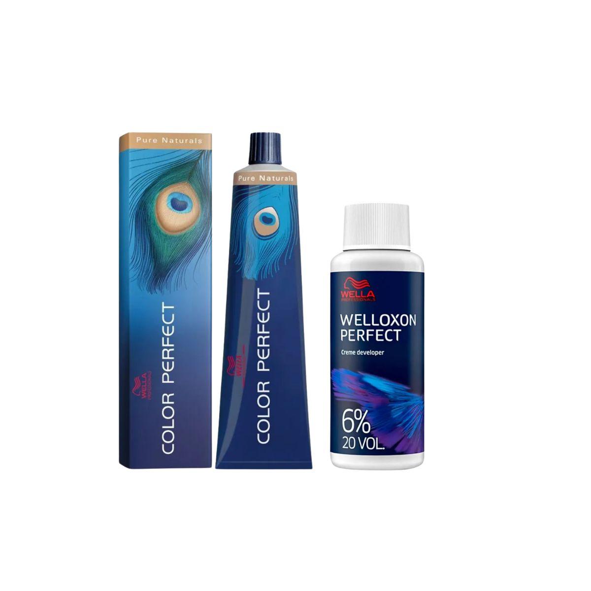 KIT COLOR PERFECT 5.0 CASTANHO CLARO WELLA 60G + OX WELLOXON 20VOL 60ML
