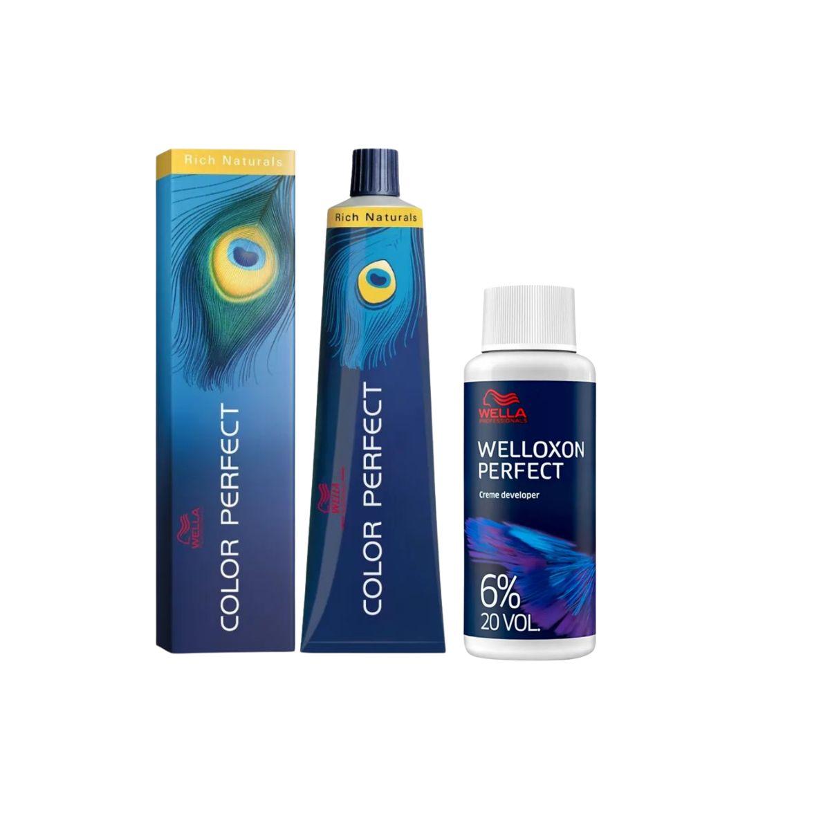 KIT COLOR PERFECT 6/2 LOURO ESCURO MATE WELLA 60G + OX WELLOXON 20VOL 60ML