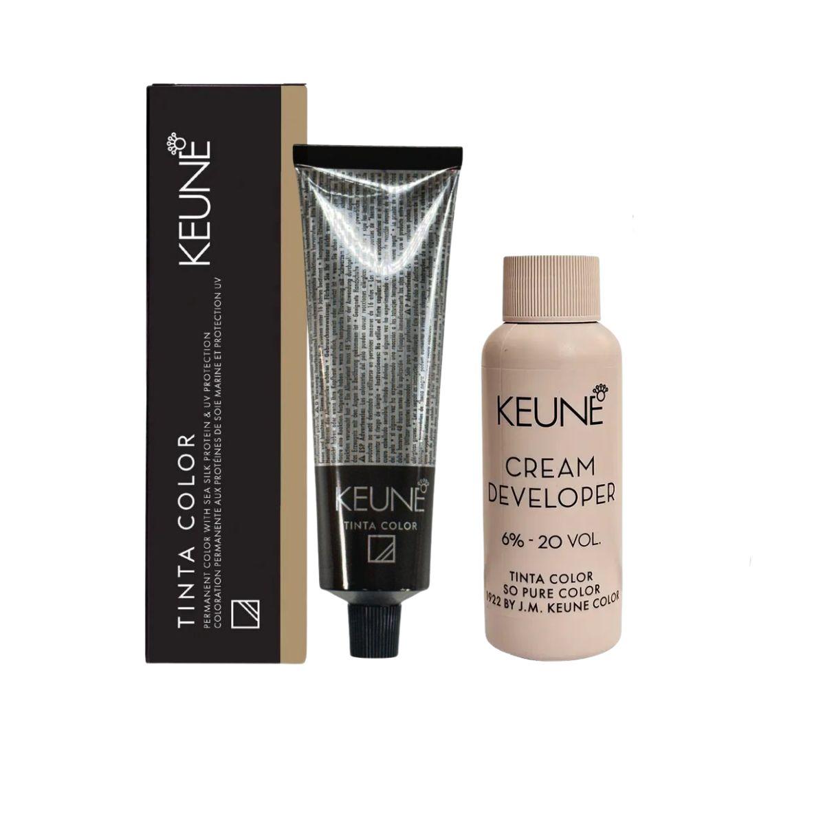 KIT 1 COLORAÇÃO TINTA COLOR 8.3 LOURO CLARO DOURADO KEUNE 60ML + OX TINTA DEVELO