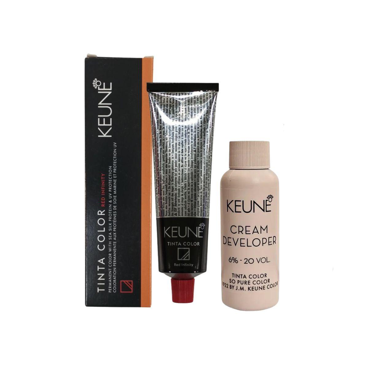 KIT 1 COLORAÇÃO TINTA COLOR RED INFINITY 7.46 RI LOURO MÉDIO COBRE KEUNE 60ML + 