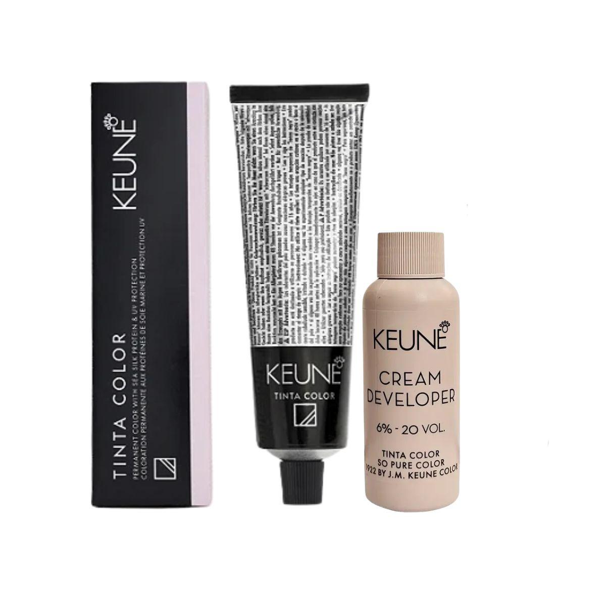KIT 1 COLORAÇÃO TINTA COLOR 10.21 LOURO EXTRA CLARO PÉROLA CINZA KEUNE 60ML + OX