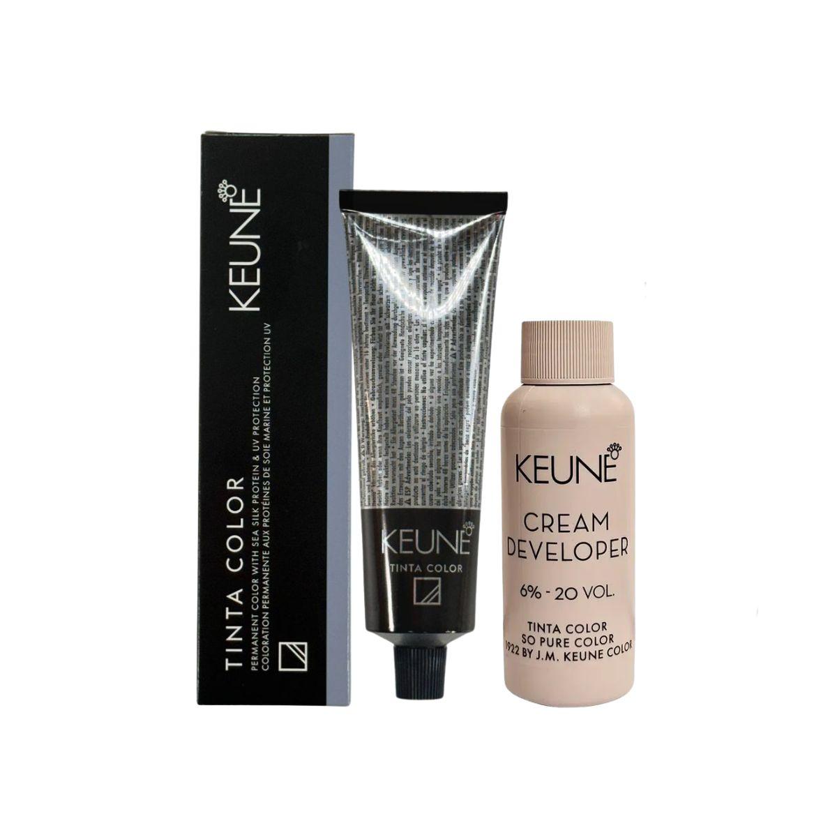 KIT 1 COLORAÇÃO TINTA COLOR 10 LOURO EXTRA CLARO KEUNE 60ML + OX TINTA DEVELOPER