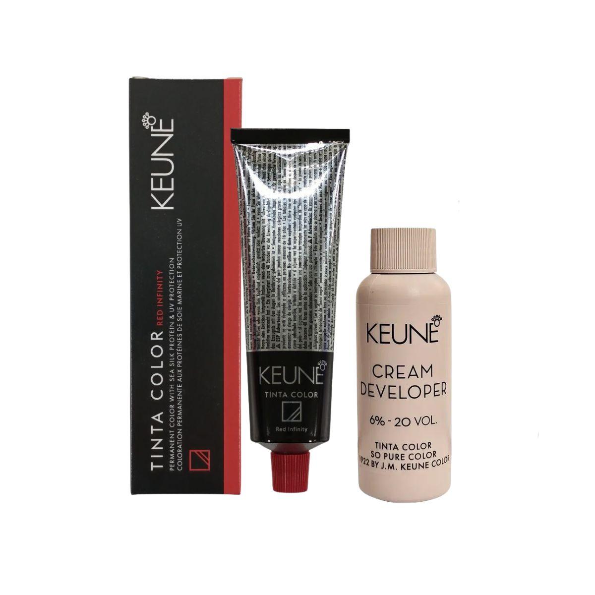 KIT 1 COLORAÇÃO TINTA COLOR 6.53 LOURO ESCURO MOGNO DOURADO KEUNE 60ML + OX TINT